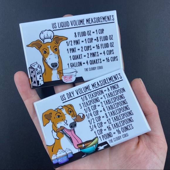 Red and White Greyhound Dog Measuring Chart Magnet Set Cooking Baking Guide - Picture 3 of 3